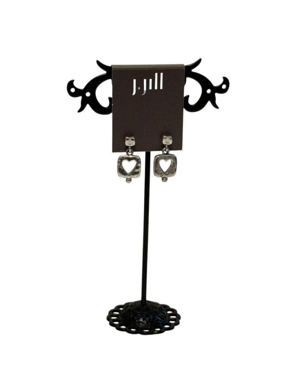 J.JILL Small Silver Heart Dainty Drop Earrings | NWT